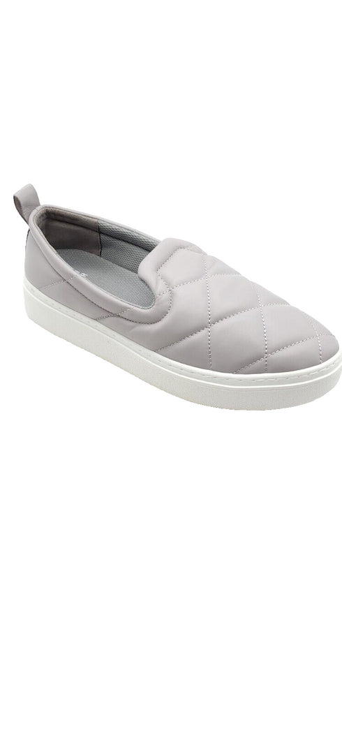 Eileen Fisher Womens Gray Quilted Poem Slip on Leather Sneakers Size 8.5M